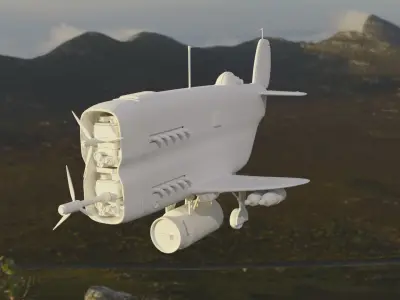 Plane airplane flying in sky 3D model