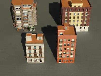 Building Collection 45-48 Low-poly 3D model