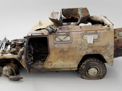 Tigr Tiger infantry mobility vehicle destroyed by Ukrainian army 3D model