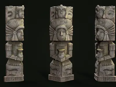 Statue Aztec medicine man Low-poly 3D model