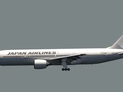 ANIMATED Boeing 777-200ER - Japan Airlines Livery 3D model