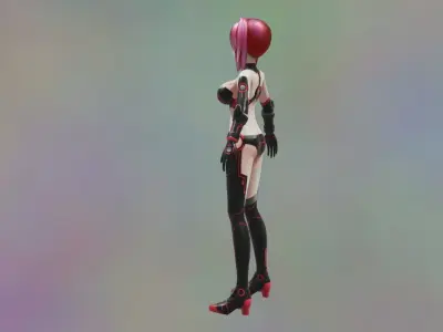 G Heart anime girl with hair Low-poly 3D model