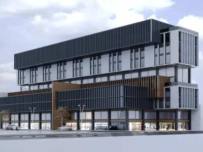 Storefront Realistic Shopping Mall Exterior 3D model