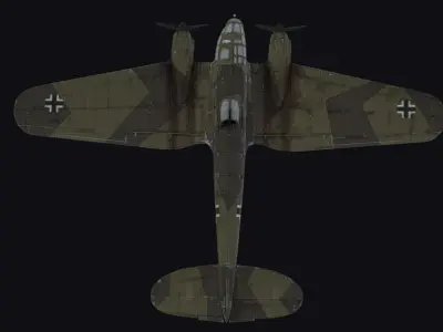 Heinkel He 111 Luftwaffe Germany Medium Bomber WW2 War Low-poly 3D model