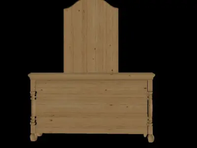 Wide Wooden Dresser Free low-poly 3D model