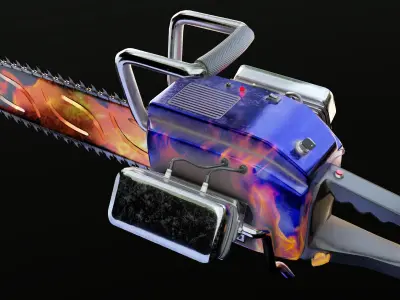 Biker Chainsaw Low Poly Low-poly 3D model