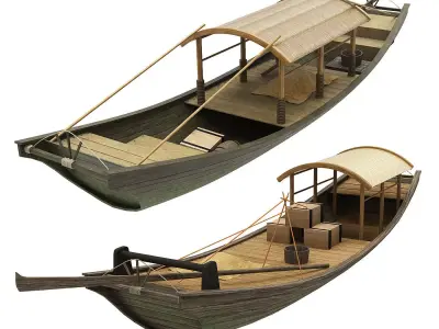 2 Chinese boats Low-poly 3D model