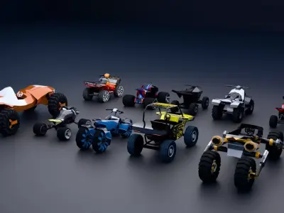Low Poly Offroad Quad Bike Asset Pack Low-poly 3D model