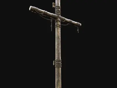 WOODEN CROSS BIBLICAL JESUS CHRIST GOD SYMBOL TORMENT DEVICE Low-poly 3D model