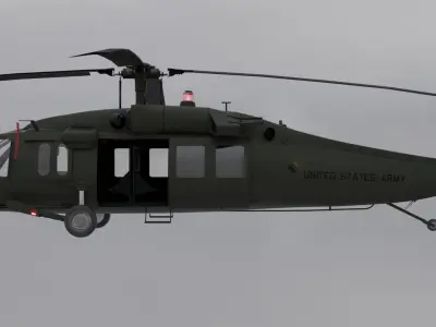 Black Hawk Helicopter with Full Interior Low-poly 3D model