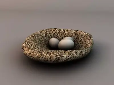Nest with eggs Low-poly 3D model