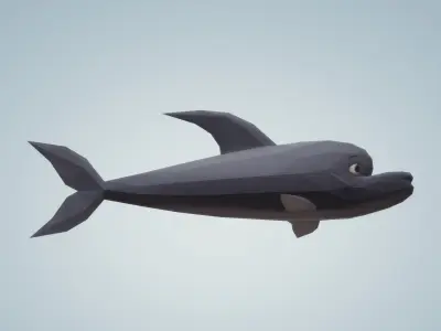 Low poly Dolphin whale in polygonal style premium Low-poly 3D model