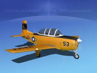 Beechcraft T-34 Mentor V14 USN 3D model