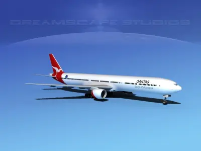 Boeing 777-300 Qantas 3D model