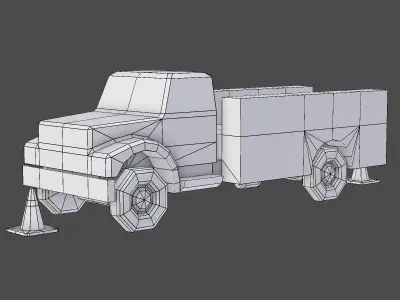 Low Poly VR Toonish Service Utility Truck Low-poly 3D model