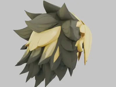 Spiky Mane Hair Hairstyle Low-poly 3D model