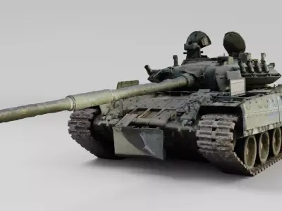 Russian T-80 tank destroyed by Ukrainian army 3D model