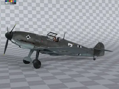 Messerschmitt BF109 German Fighter Airplane Grey V1 3D model