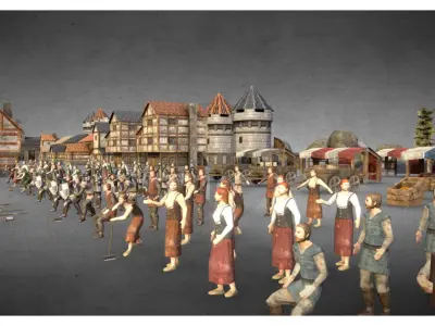 medieval city low-poly 3D model purchase