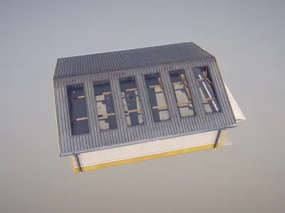 Airfield Hangar 12m Vr2 YELLOW Low-poly 3D model