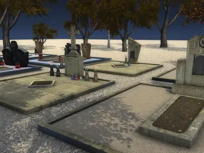 Realistic Graves Pack Low-poly 3D model