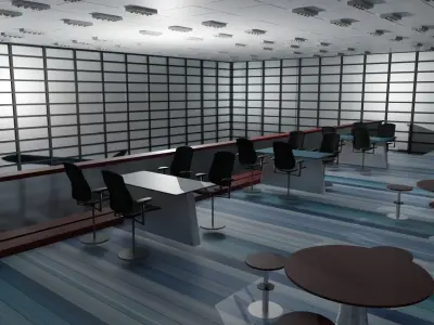 Airport Departures Lounge Low-poly 3D model