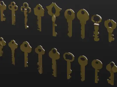 Keys Pack 3D Model Low-poly 3D model