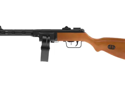 PPSh-41 airsoft gun with wooden barrel 3D model