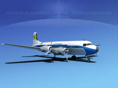 Douglas DC-7B Lufthansa 3D model