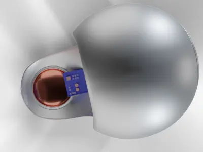 Spaceship 4 silver and copper ball Low-poly 3D model