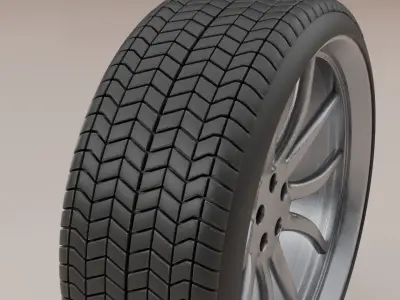 Car Wheel Low-poly 3D model