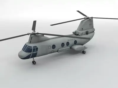 CH46 Seaknight Helicopter -2 Low-poly 3D model