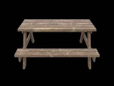 PicnicBench01 wooden picnic table Low-poly 3D model