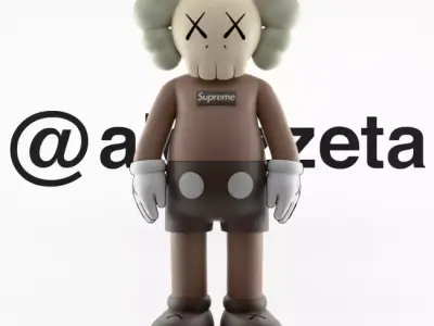 Kaws x Supreme 2 Textured 3D model