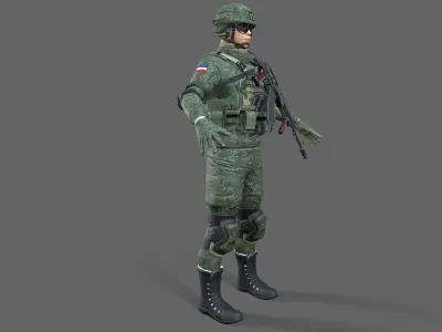  Russian Tactical Soldier Low-poly 3D model