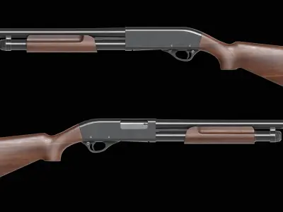 Shotgun wooden Low-poly 3D model
