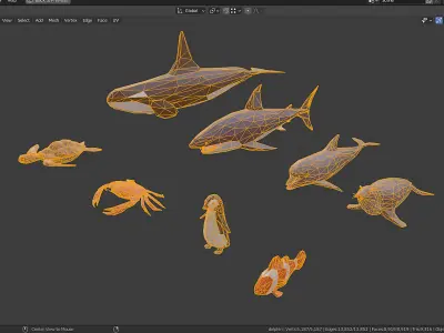 Low poly Fish pack  Ocean animals  Low-poly 3D model