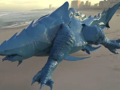 Megalodon Dragon Hybrid with UVs 3D model