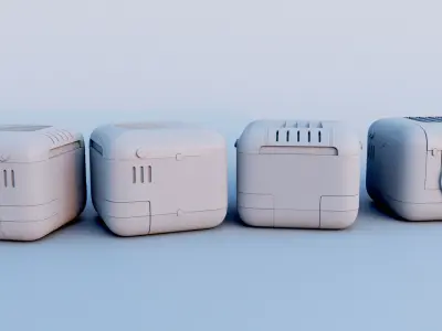 Cubebot robot with two legs and eye 3D model