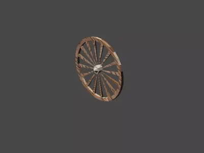 VINTAGE WOODEN CART WHEEL 3D model