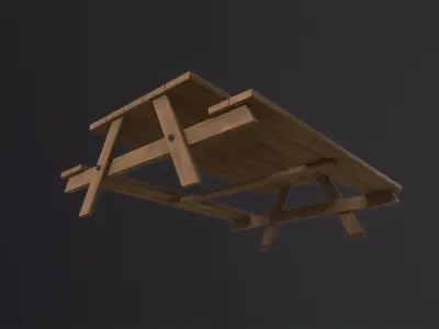 Picnic Table 3D Model Low-poly 3D model