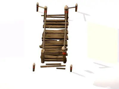 Wooden Structure Suspension Bridge Low-poly 3D model