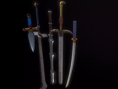 Sword Pack Low-poly 3D model 4