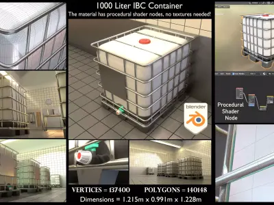 1000 Liter IBC Container High-Poly-Version 3D model