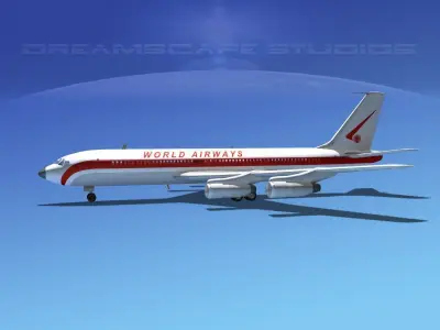 Boeing 707 World Airways 3D model