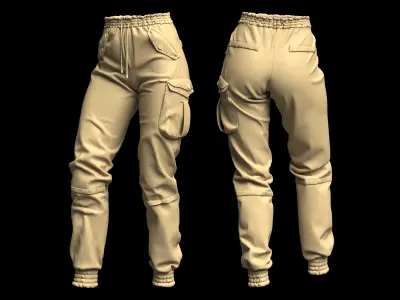 3 CARGO PANTS Low-poly 3D model