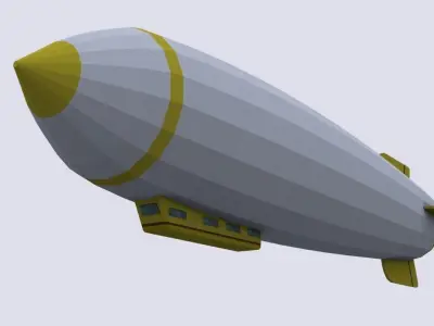 zeppelin airship flying in sky Low-poly 3D model
