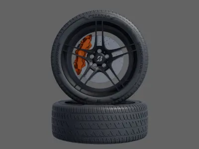 3d Wheel Model of Bridgestone Potenza RE980AS PLUS Low-poly 3D model