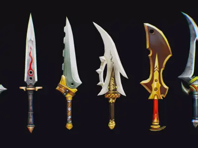 Dual Handed Dagger Edged Weapon Melee Knife Blade Low-poly 3D model