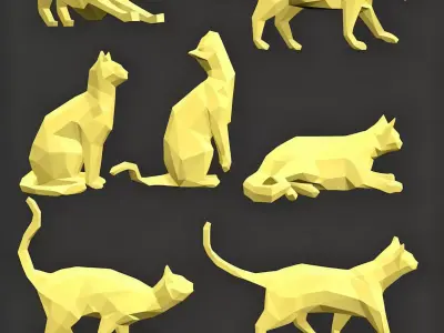Low poly Cats pose gesture Free low-poly 3D model